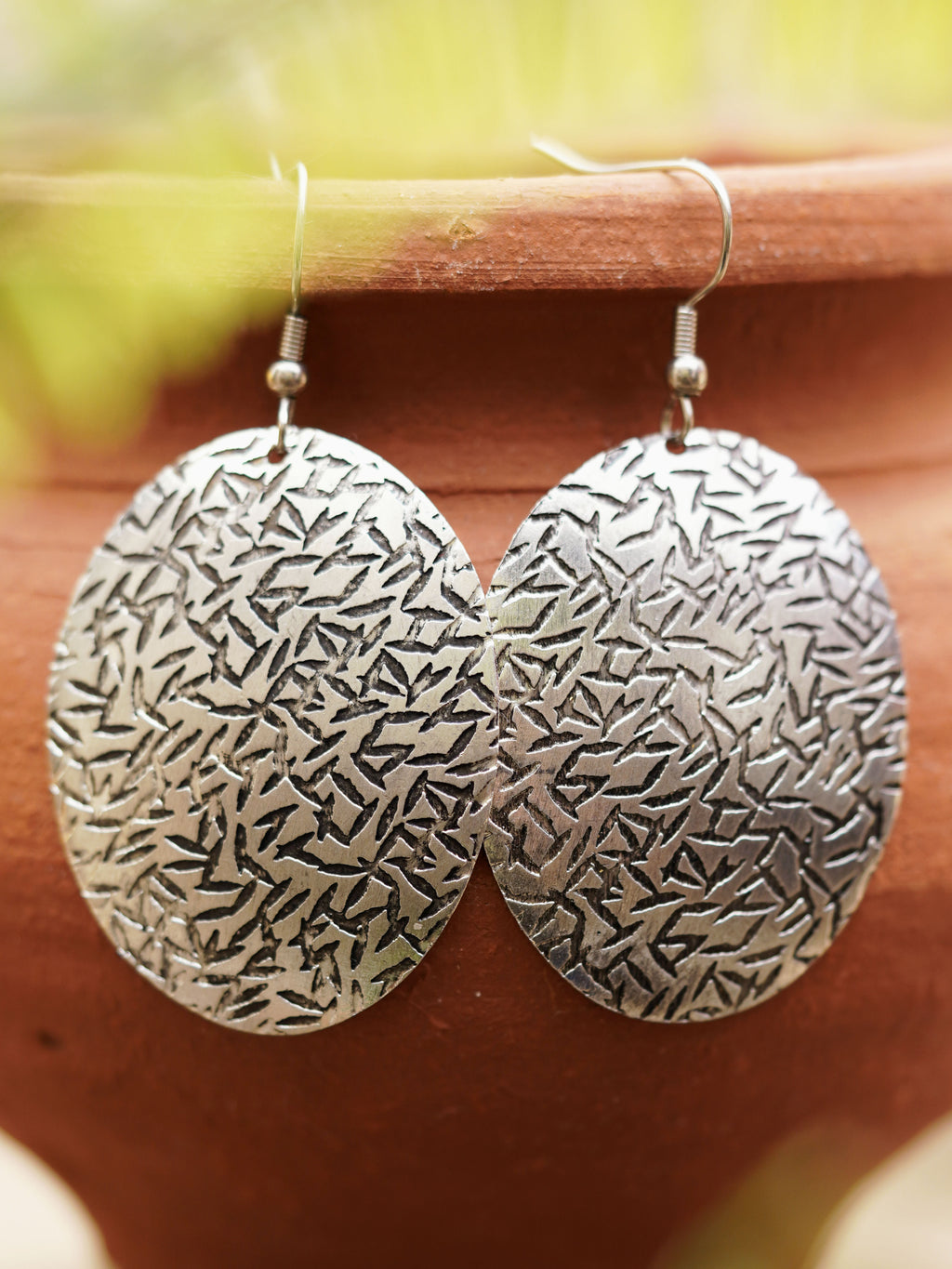 Hand-Textured Silver Disc Earrings