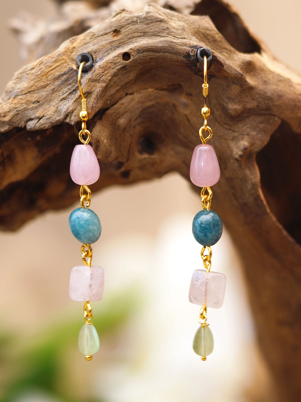 Pastel Sky Mixed Bead Drop Earrings