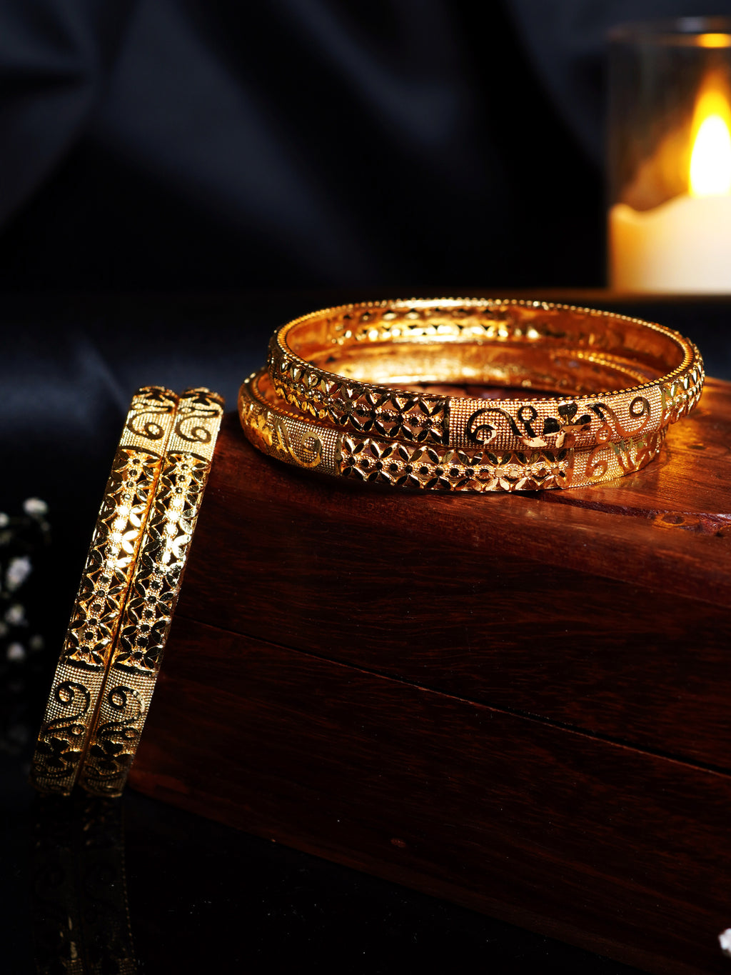 Black Meenakari Floral Bangle Set