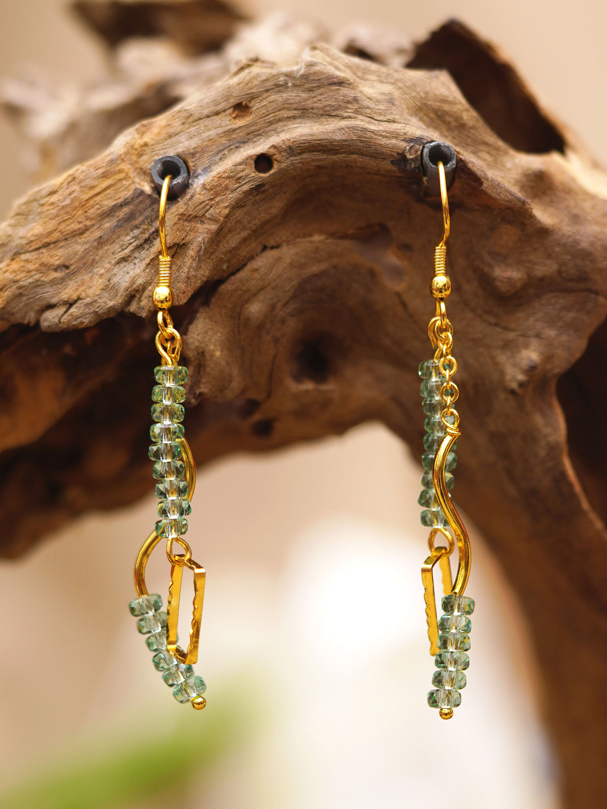 Seafoam Bead Abstract Drop Earrings