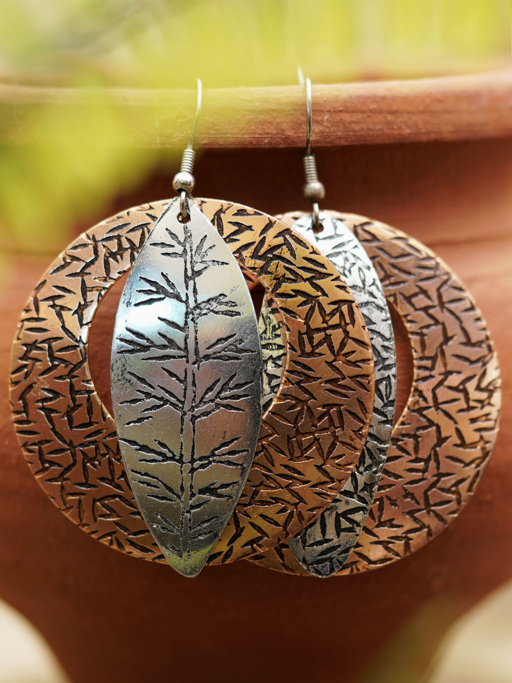 Dual-Tone Textured Orbit Earrings