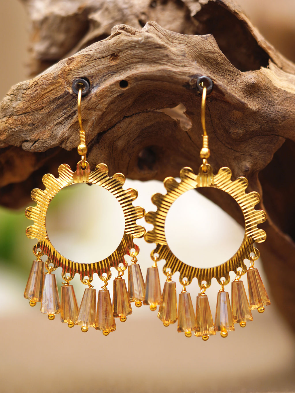 Champagne Sunray Fringe Earrings