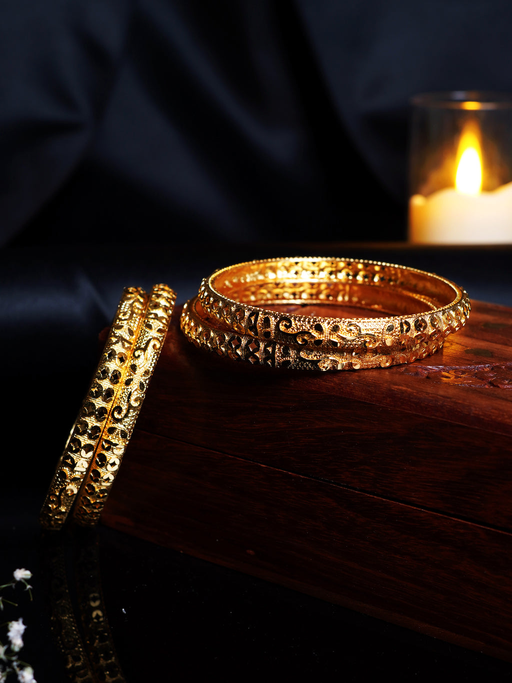 Floral Geometric Cutwork Bangle Set