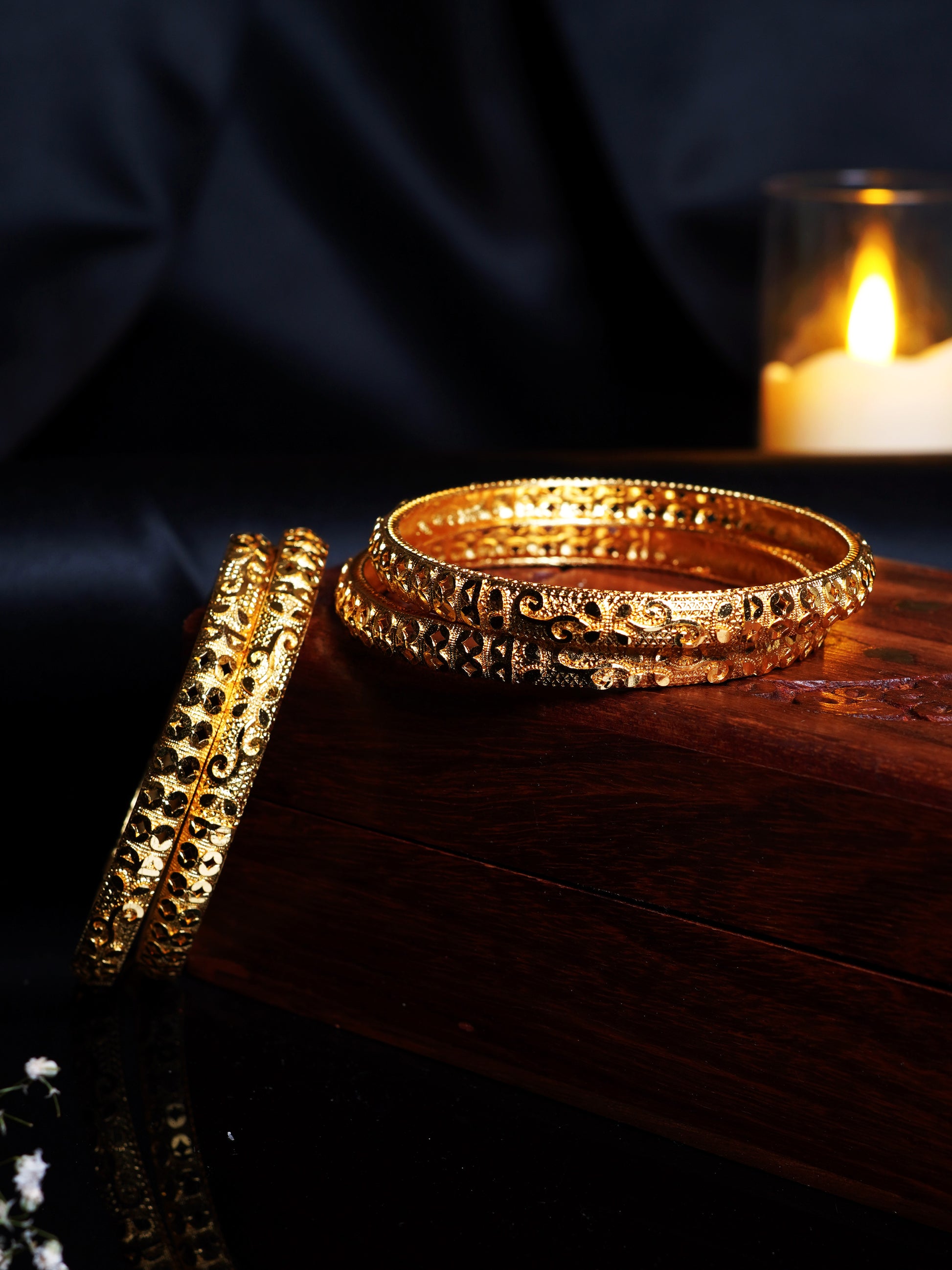 Floral Geometric Cutwork Bangle Set