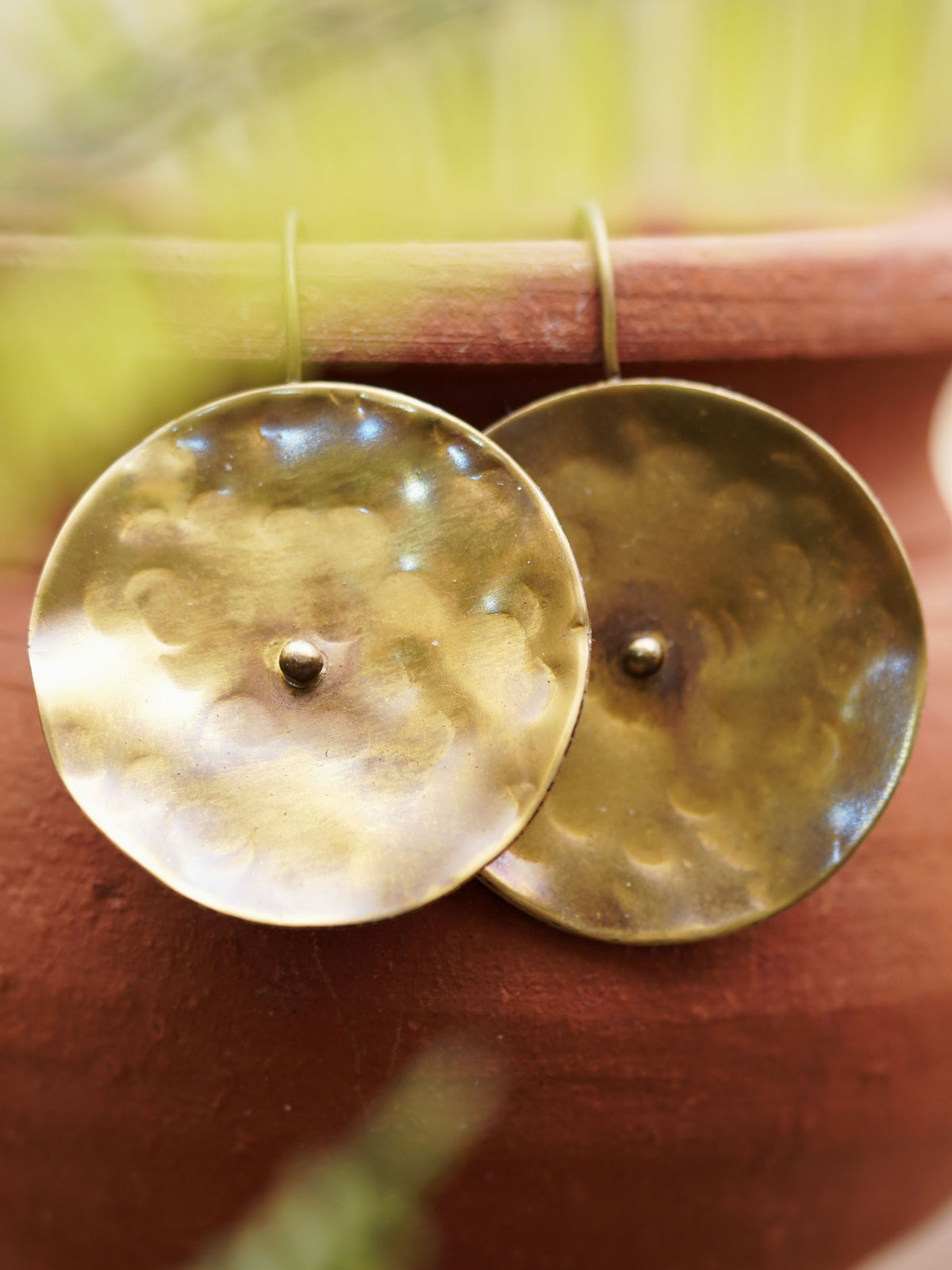 Hand-Hammered Golden Disc Earrings