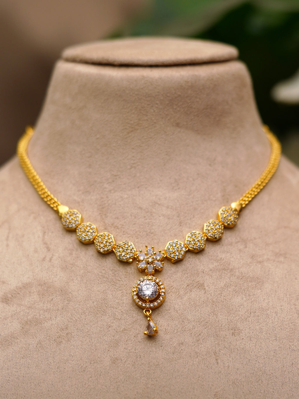 Clear Bloom Drop Necklace