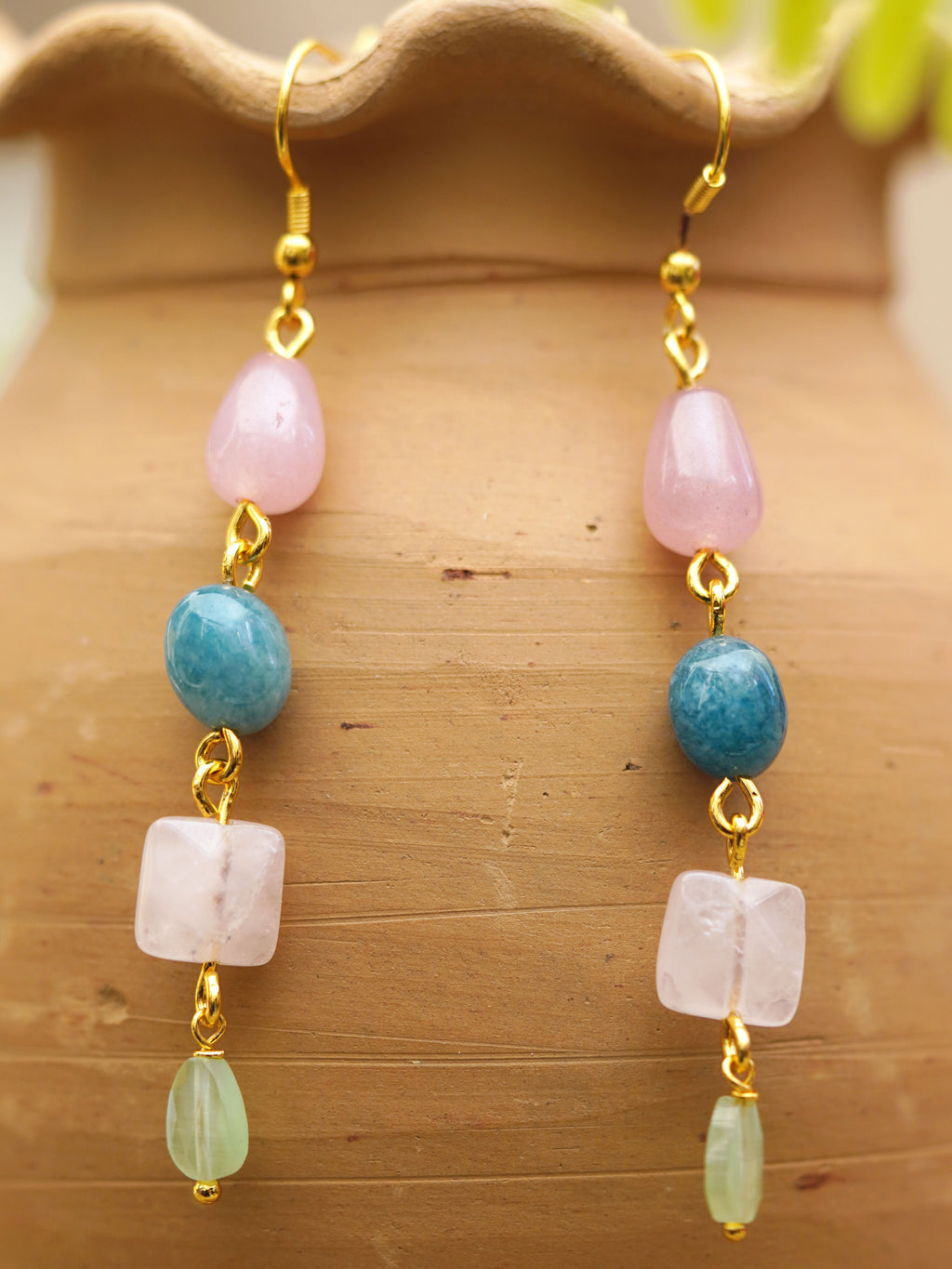 Pastel Sky Mixed Bead Drop Earrings