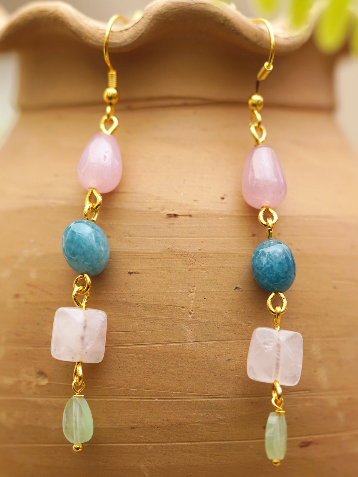 Pastel Sky Mixed Bead Drop Earrings