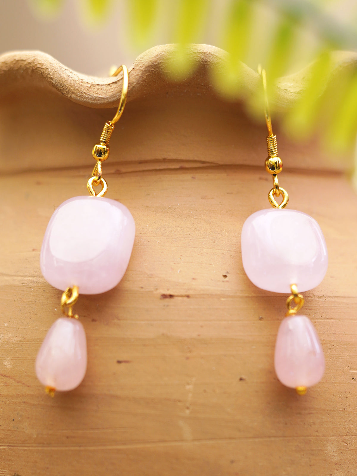 Blush Rose Quartz-Tone Natural Stone Earrings