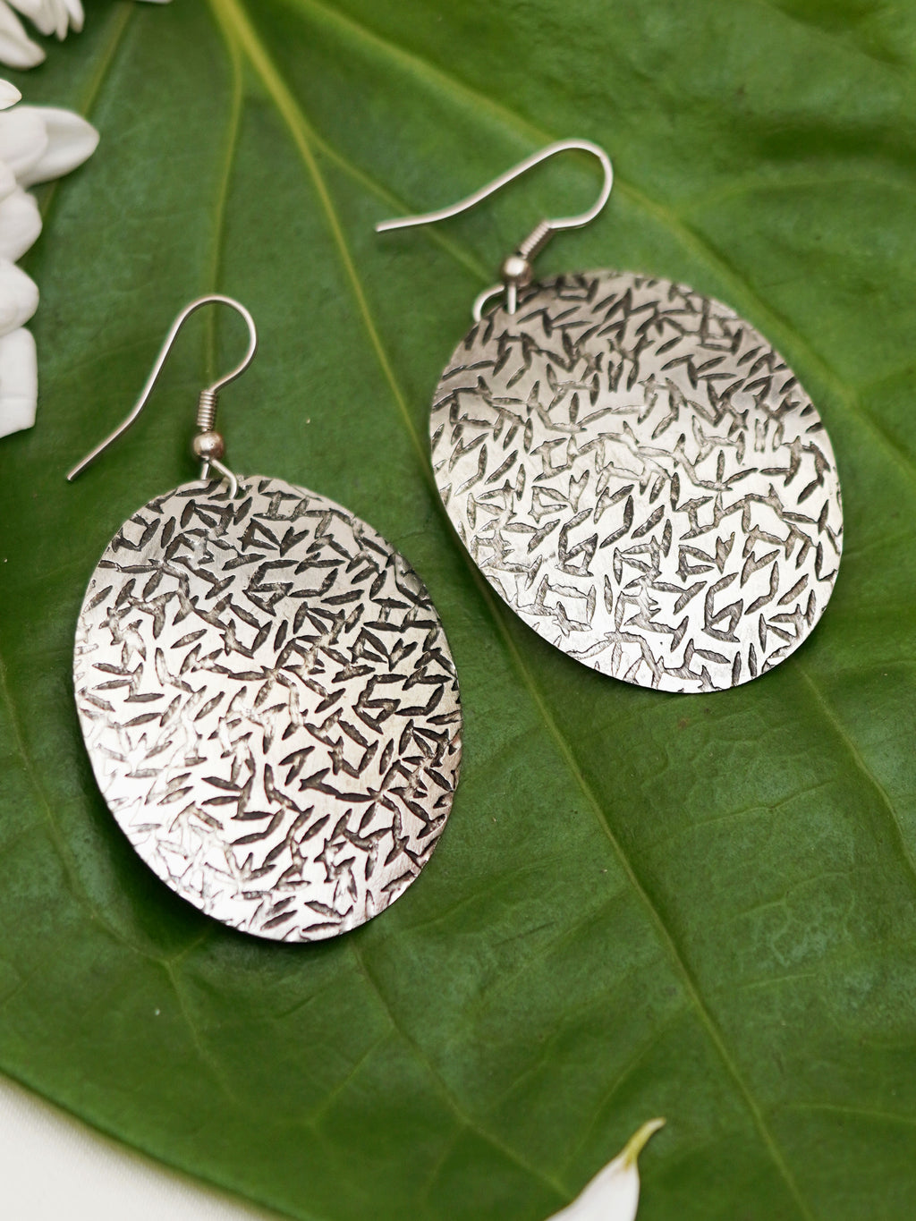 Hand-Textured Silver Disc Earrings