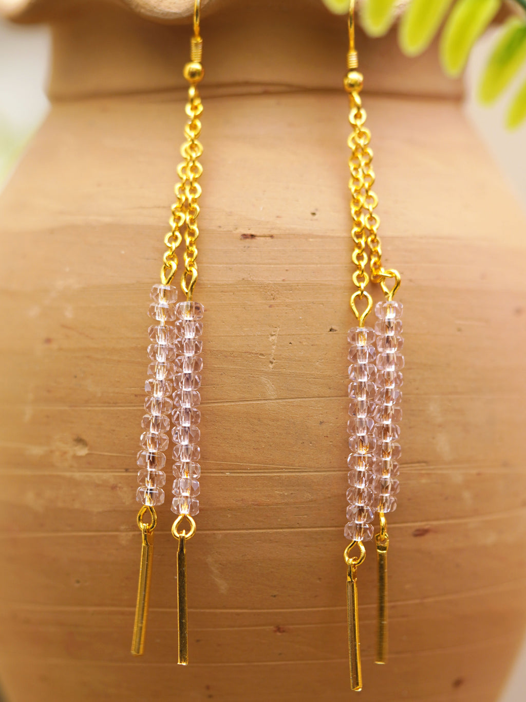 Blush Faceted Twin Strand Earrings
