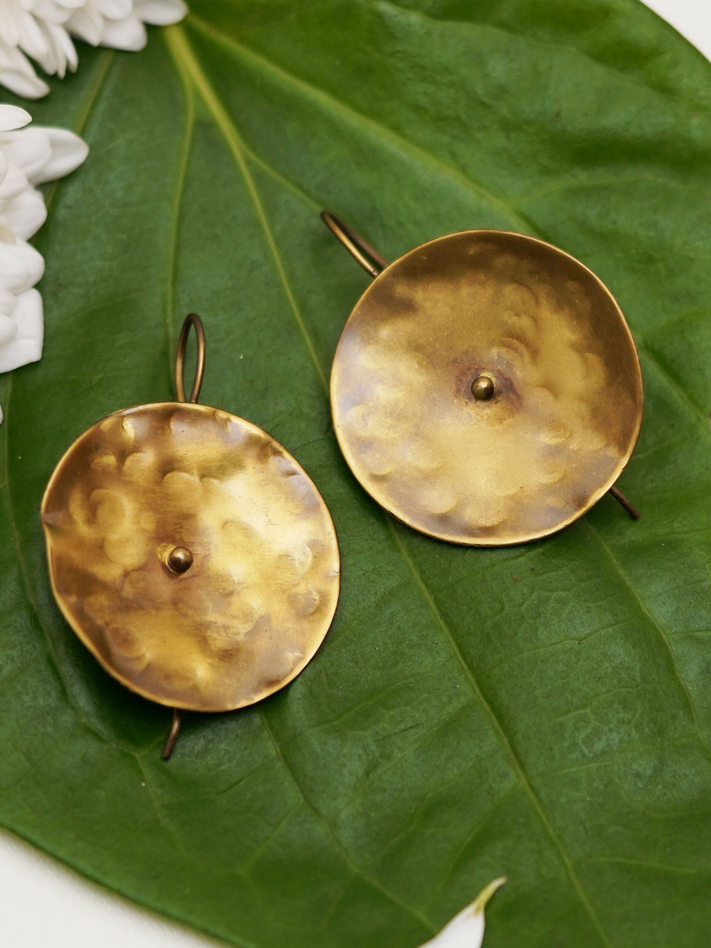 Hand-Hammered Golden Disc Earrings