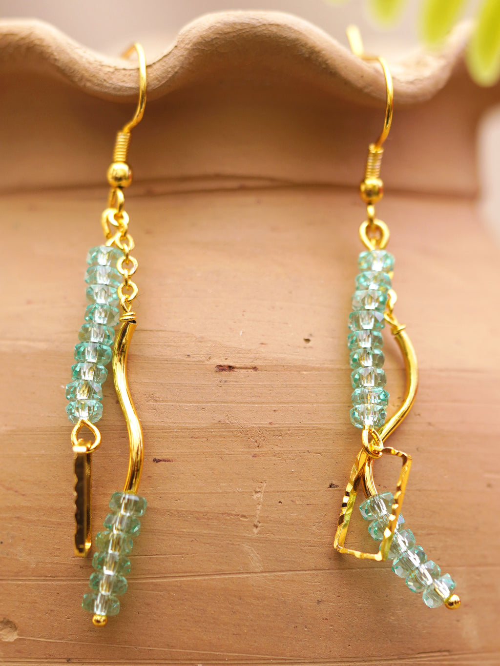 Seafoam Bead Abstract Drop Earrings
