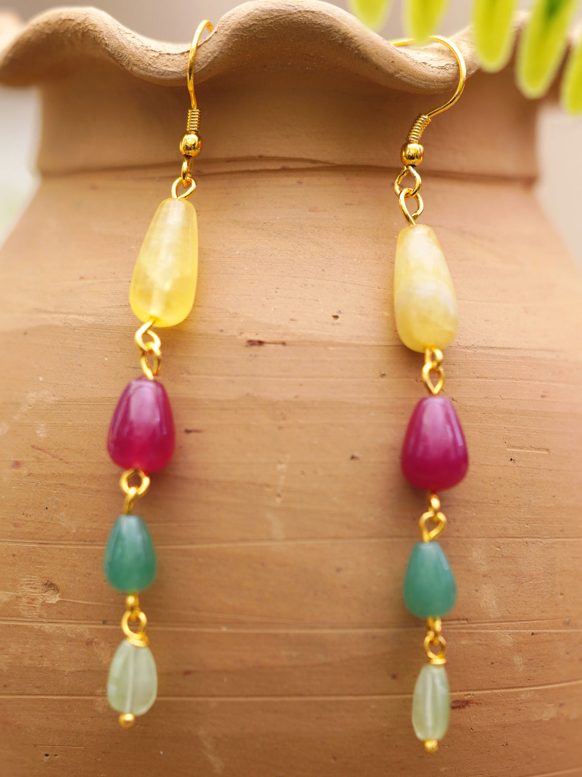 Candy Colour Bead Drop Earrings