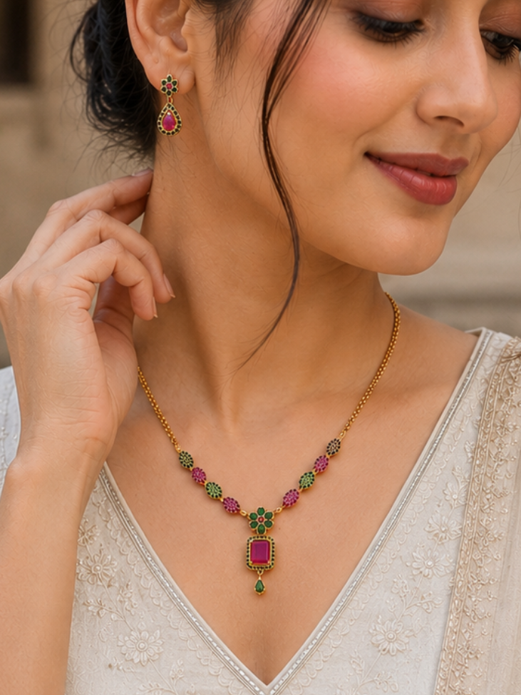 Royal Garden Kundan Statement Necklace Set