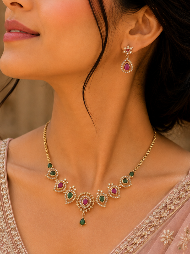 Royal Rangoli Kundan Necklace Set