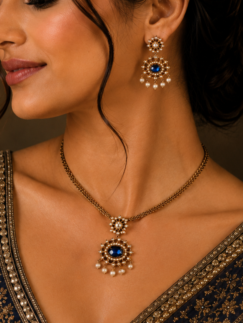Midnight Royale Pearl Drop Necklace Set