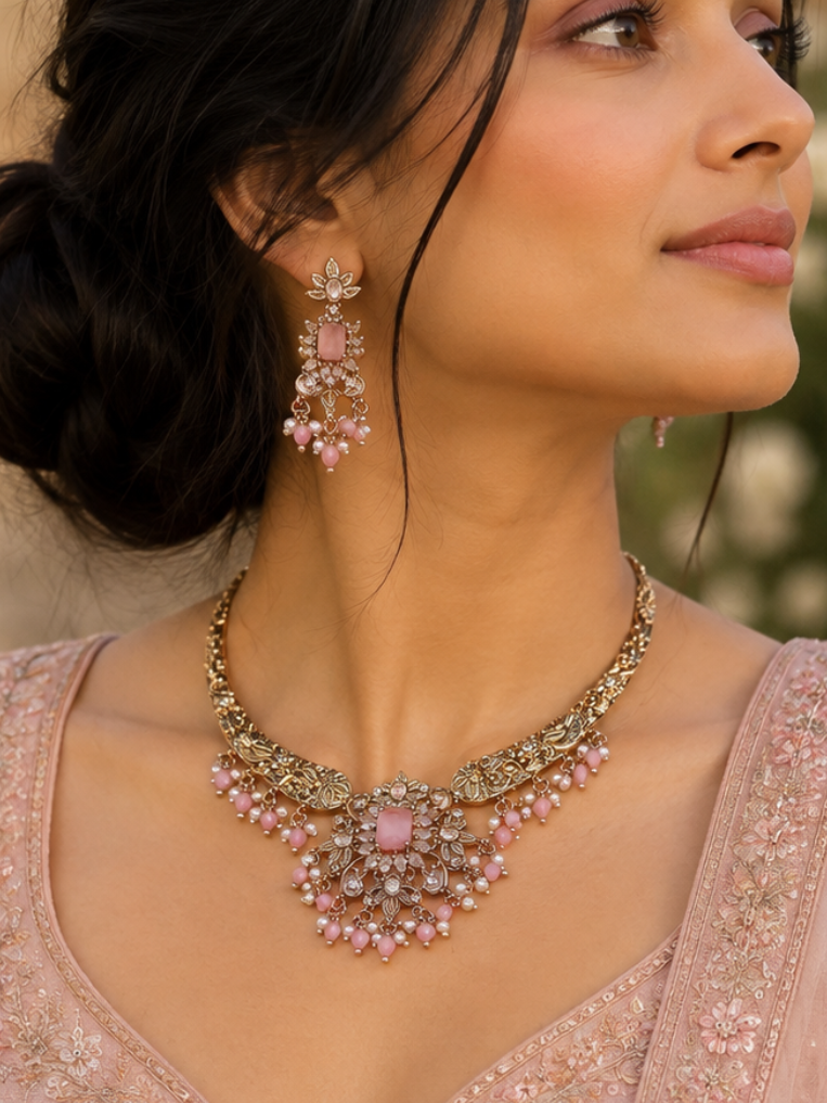 Blush Heritage Kundan Necklace Set