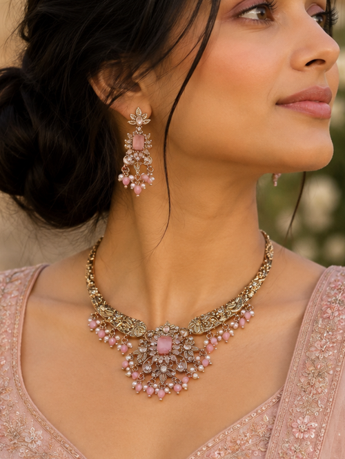 Blush Heritage Kundan Necklace Set