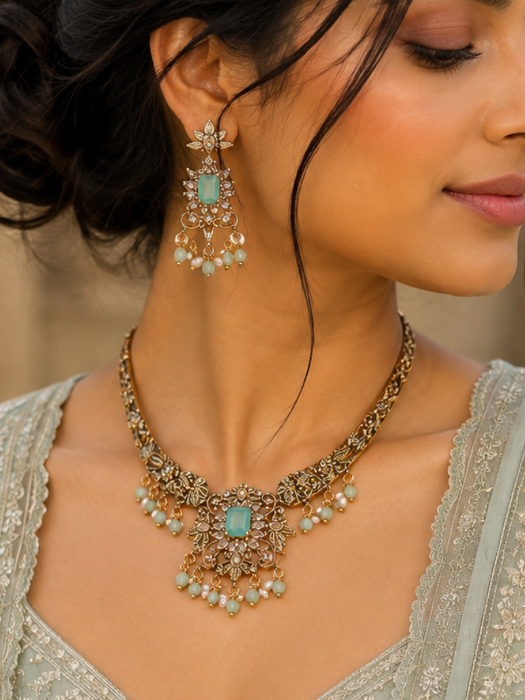 Mint Heritage Kundan Necklace Set