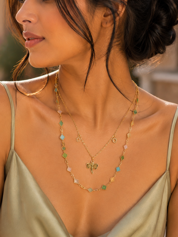 Pastel Dream Dragonfly Layered Necklace