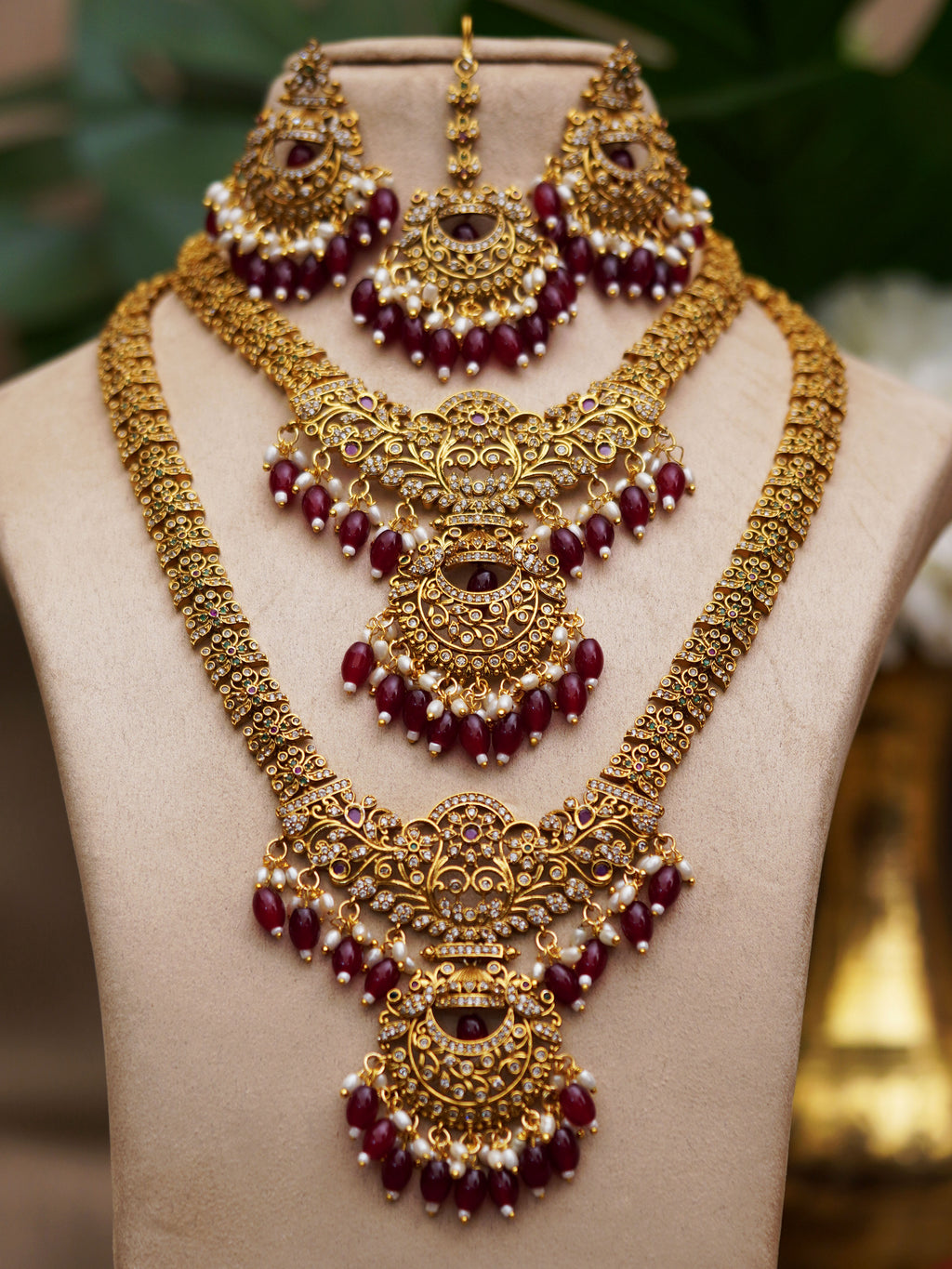 Kemp Floral Chandbali Bridal Necklace Set
