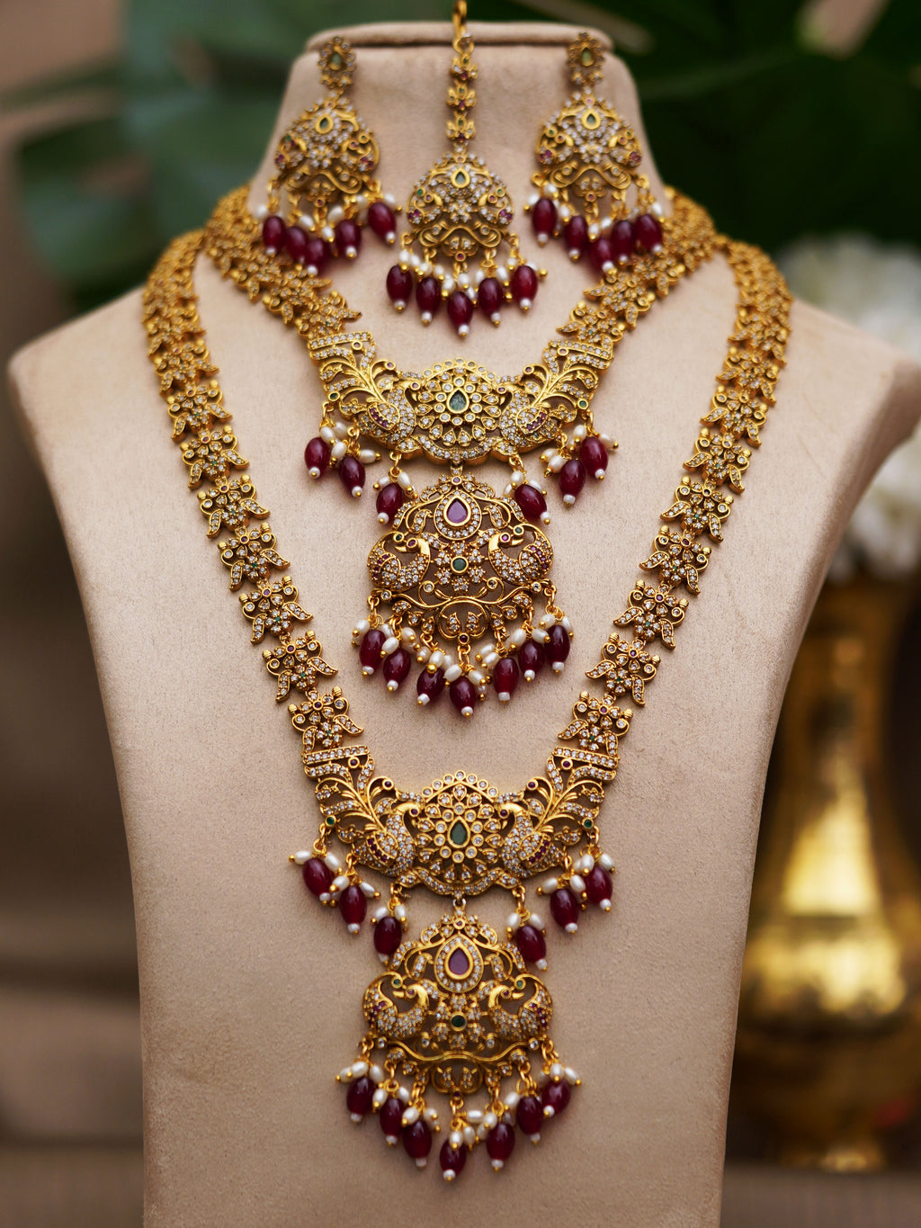 Peacock Kemp Pearl Bridal Necklace Set